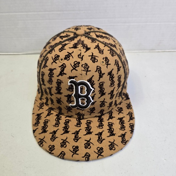 New Era Other - New Era Mens Boston Red Sox 59FIFTY Fitted Hat 7 1/2 Tan All Over Script Print